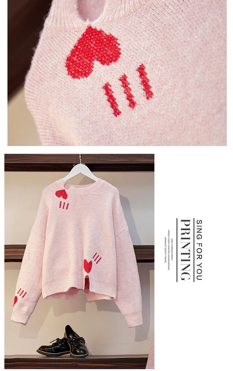 Осенний Женский комплект из двух предметов, свободный свитер+ шерстяные юбки, набор для женщин, женские повседневные теплые костюмы, зимние