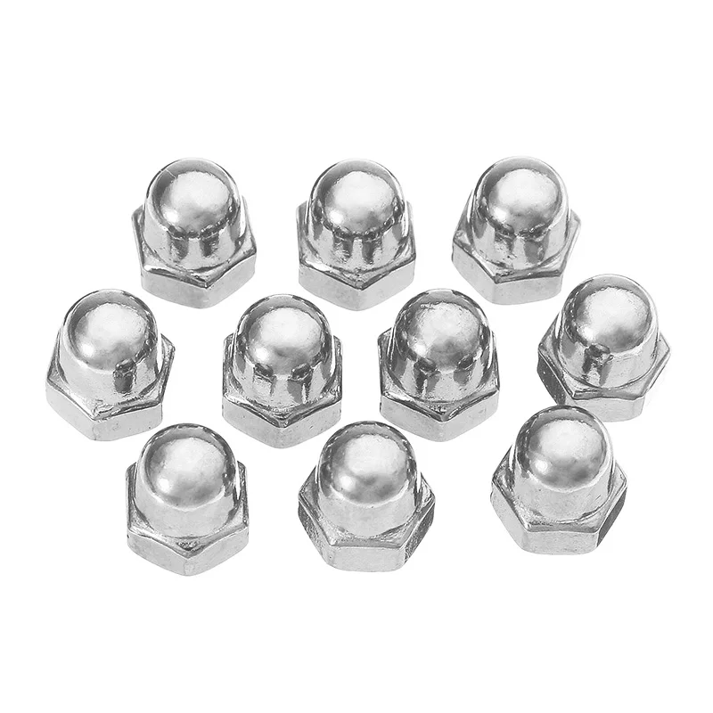

High-quality 25Pcs 1/4 inch Stainless Steel Cap Nuts Dome Head Cap Acorn Hex Nuts Cover Semicircle Dome Cap Silver Nut