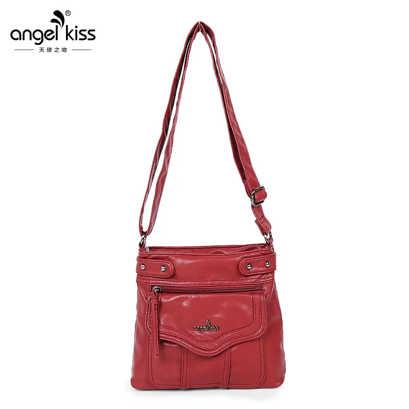 

Angel Kiss Fashion Light Leather Washing Diagonal Cross Body Bag Waterproof Wearable Joker Shopping Hand Bag