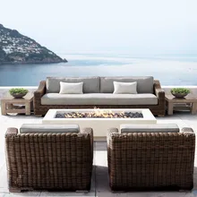 Все погодные б/у Патио Сад Открытый секционный диван из ротанга набор мягкая мебель