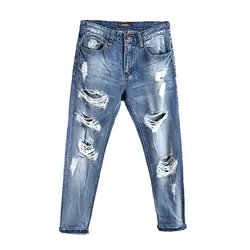 Модные Для мужчин сезон: весна–лето Denim Панк Хип Рваные джинсы свободные штаны уличная