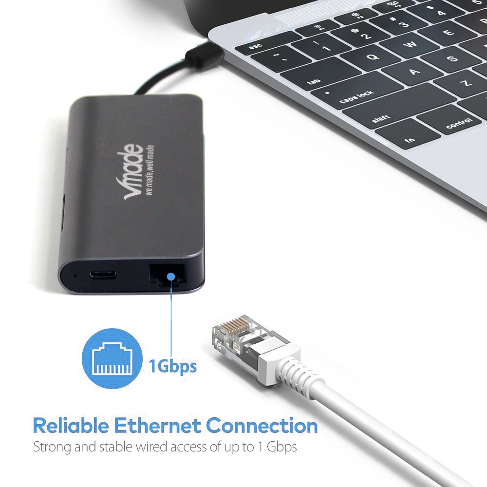 VMADE USB-C концентратор type C концентратор USB 3,0 Thunderbolt 3 HDMI 3,5 мм аудио RJ45 адаптер для MacBook Pro samsung Galaxy S9 USB C концентратор