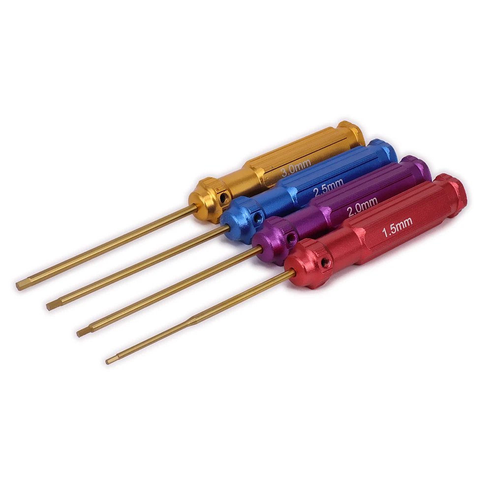 Alloy 4pcs Allen Hex Screwdrivers Key Driver Tool Set 1.5mm 2mm 2.5mm 3mm for RC Hobby Model Car