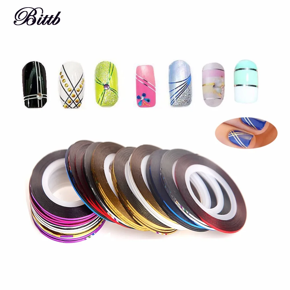 

Bittb 10PCS Mixed Beauty Nail Rolls Striping Tape Line UV Gel Nails Art Tips Decoration Fingernail Nail Art Stickers Decal Tools