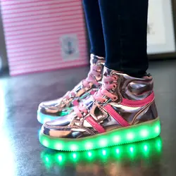 Теплый как дома 2017 Новый 25-36 USB зарядное устройство светящиеся кроссовки светодиодные светящаяся обувь для детей Мальчики Девочки с