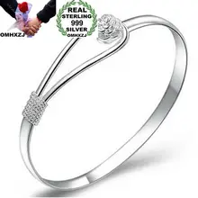 OMHXZJ Европейская мода для женщин и девушек вечерние подарок на свадьбу Сакура Размер S999 Браслет-манжета из стерлингового серебра BA12