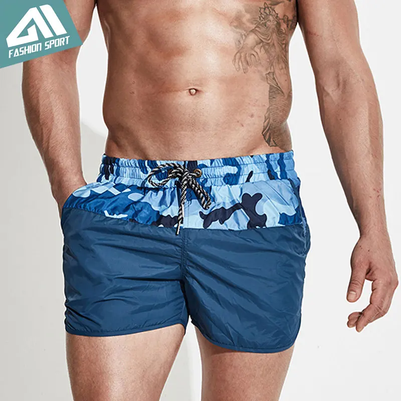 Desmiit Patchwork Men's Board Shorts Camouflage Surfing Beach Men
