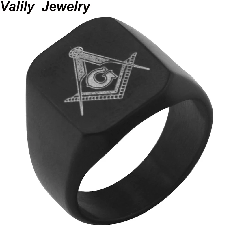 Men's Black Finger Masonic Rings,stainless Steel Freemasons Rings