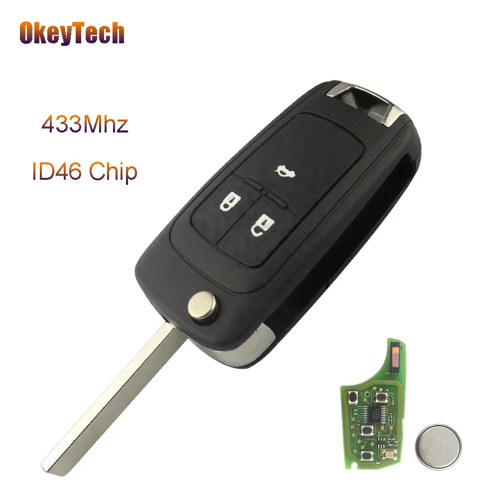 OkeyTech Remote Control 433Mhz ID46 Chip Flip Fold Car Key for Opel