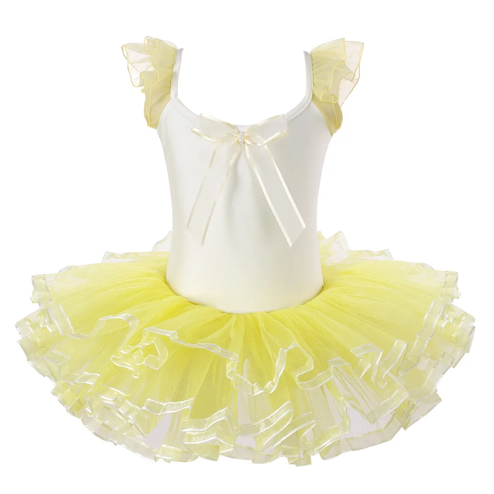Wholesale Girls Yellow Fancy Ballet Dress Tutu Dress Dancing Party
