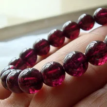 Натуральный высокое качество натуральный гранат стрейч браслет круглые свободные бусины 8 мм