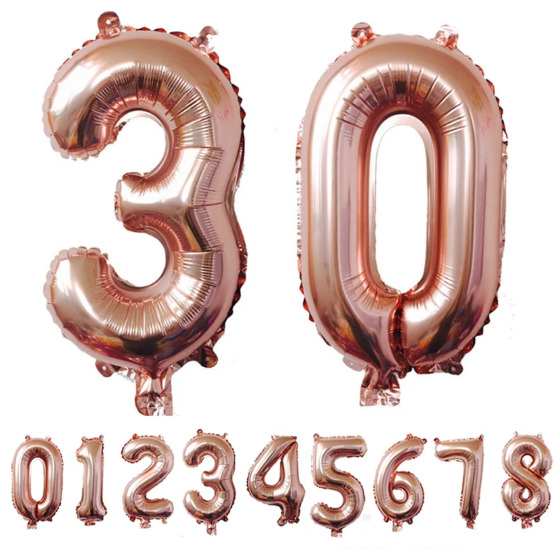 

16/32/40inch Rose Gold Number Foil Balloon Big Digit Helium Balloon Figures For Wedding Decoration Air Balls Globos Babyshower Birthday Party Supplies
