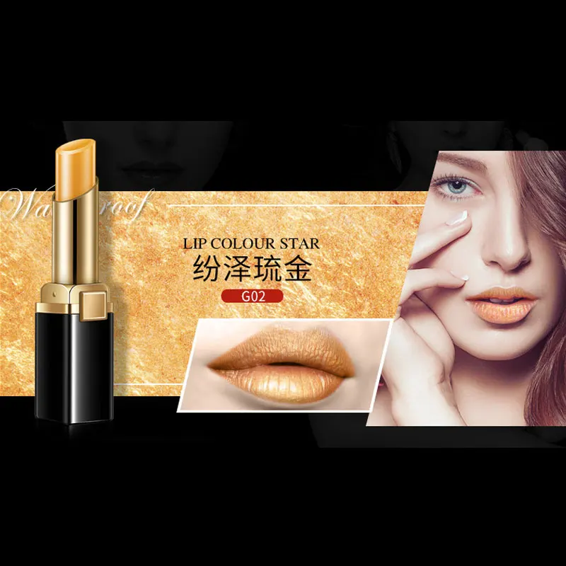 BIOAQUA, 5 цветов, Золотая губная помада, блестящий блеск для губ, Освежающая, стойкая губная помада, женская сексуальная Роскошная блестящая косметика, инструмент для губ - Цвет: G02