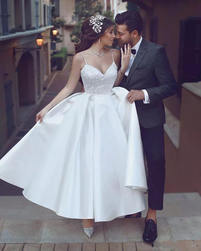 plus size ankle length wedding dresses