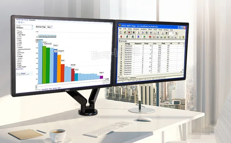 Q5D газовый пружинный Настольный 10-27 дюймов двойной кронштейн для монитора подставка с 2 usb-портами загрузка 2-9 кг каждая головка