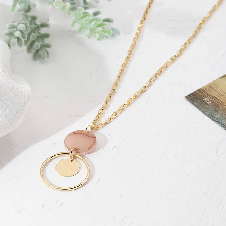 

2018 Hot Sale Fashionable Resin Circle Pendant Wild Long Temperament Necklace Item Jewelry Exquisite Accessory For Female