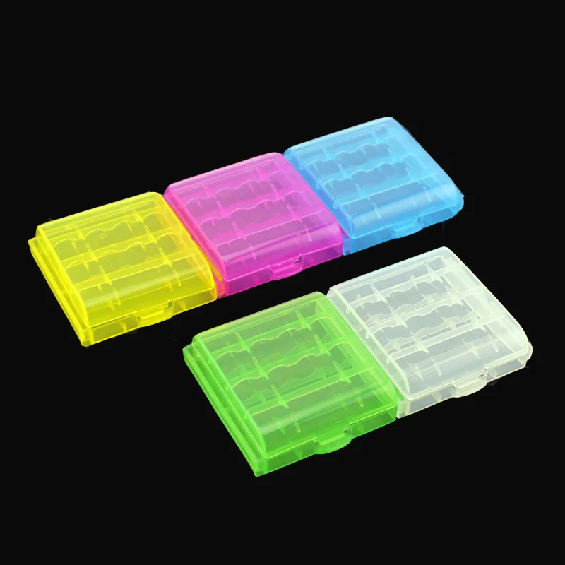 

2018 Coloful Battery Holder Case 4 AA AAA Hard Plastic Storage Box Cover For 14500 10440 Battery Wholesale