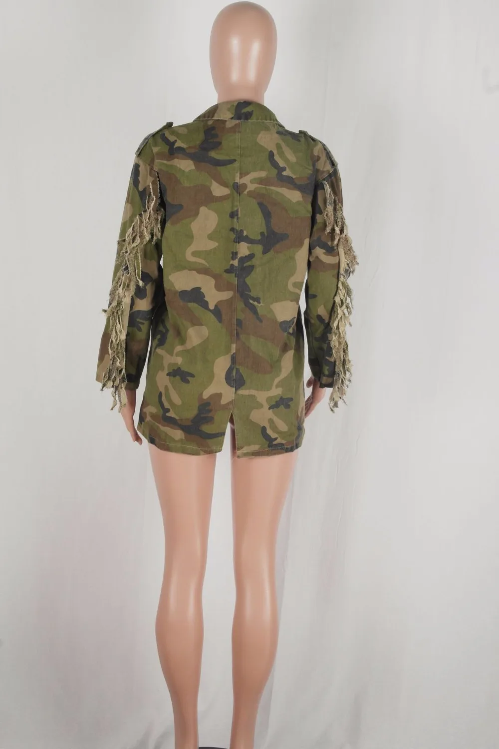 SexeMara/новые модные стильные с длинным рукавом Демисезонный кисточкой камуфляж армии куртка Dope High Street Стиль хорошее качество