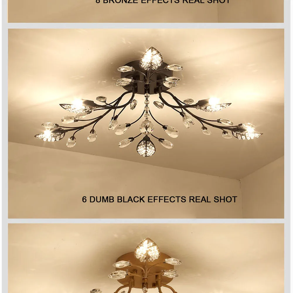 Modern Nordic K9 Crystal LED Ceiling Lights Fixture Gold Black Home Lamps for Living Room Bedroom Kitchen Bathroom16