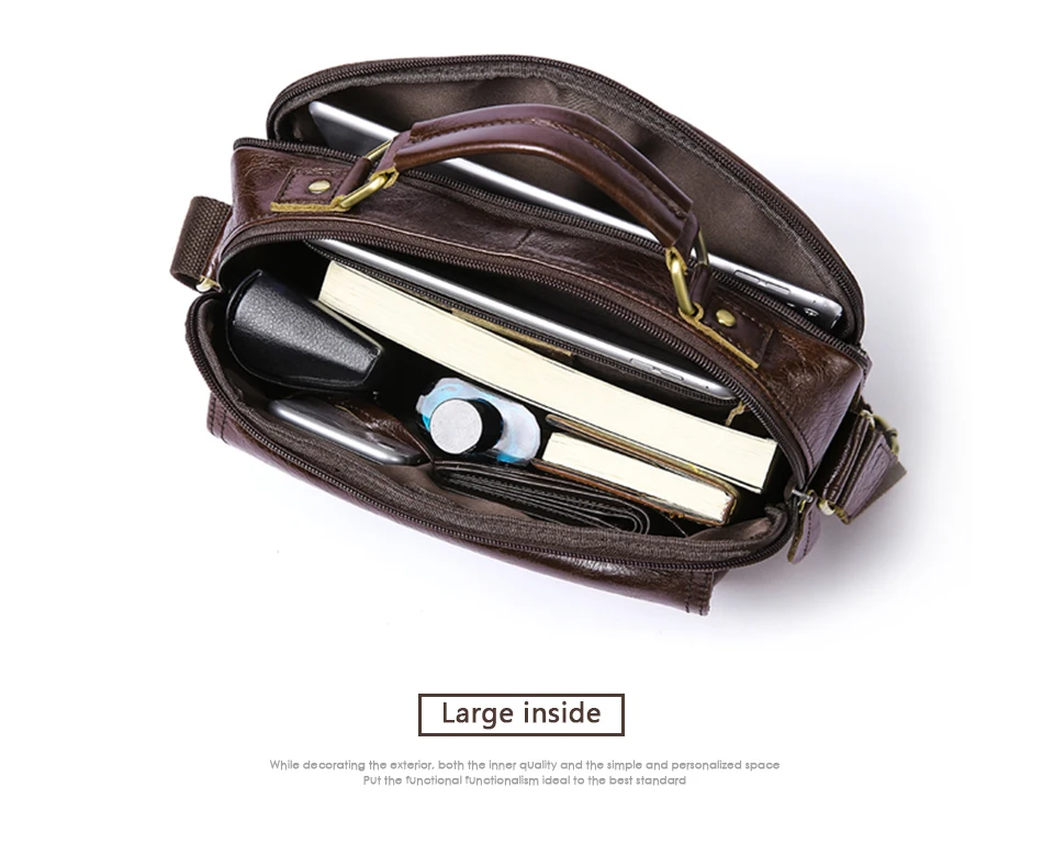 Cowhide Genuine Leather Messenger Bag Men Oil Leather Men's Shoulder Crossbody Bags Male Zipper Handbags Satchels 8320 (10)