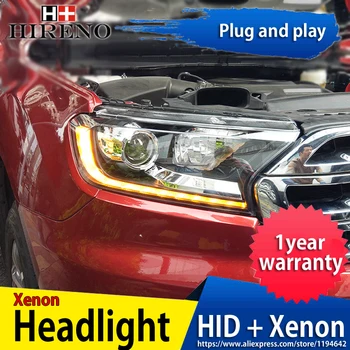 

Hireno Headlamp for 2016 Ford Everest Headlight Headlight Assembly LED DRL Angel Lens Double Beam HID Xenon 2pcs