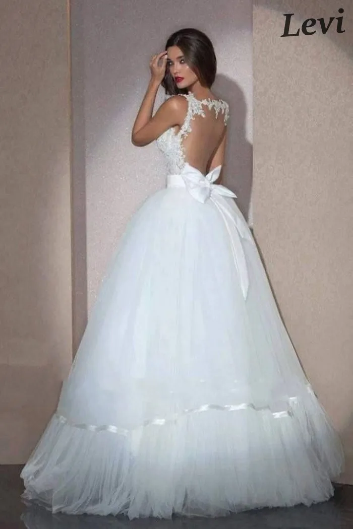 vestido de noiva princesa vintage barato backless atractivos