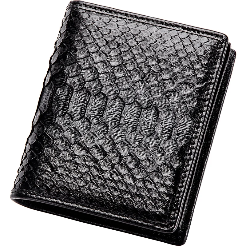 

Genuine Leather Python Wallet Snakeskin Purse Male Fashion Short Bifold Snake Skin Small Wallet Men Leather Black Luxury Design