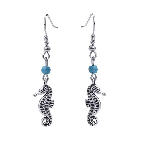 

Ltumbe Sea Style Vintage Ethnic Tibetan Gypsy Bohemian Beads Drop Earrings Cute Animal The Hippocampus Earrings Women