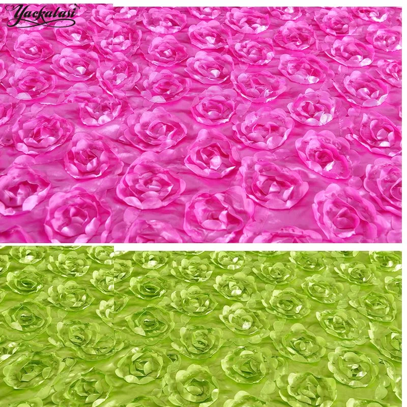 YACKALASI 3D Rosette Flower Lace Fabric Polyester Satin Allover Embroidery Wedding Decoration 130CM Wide 300G/Meter | Дом и сад