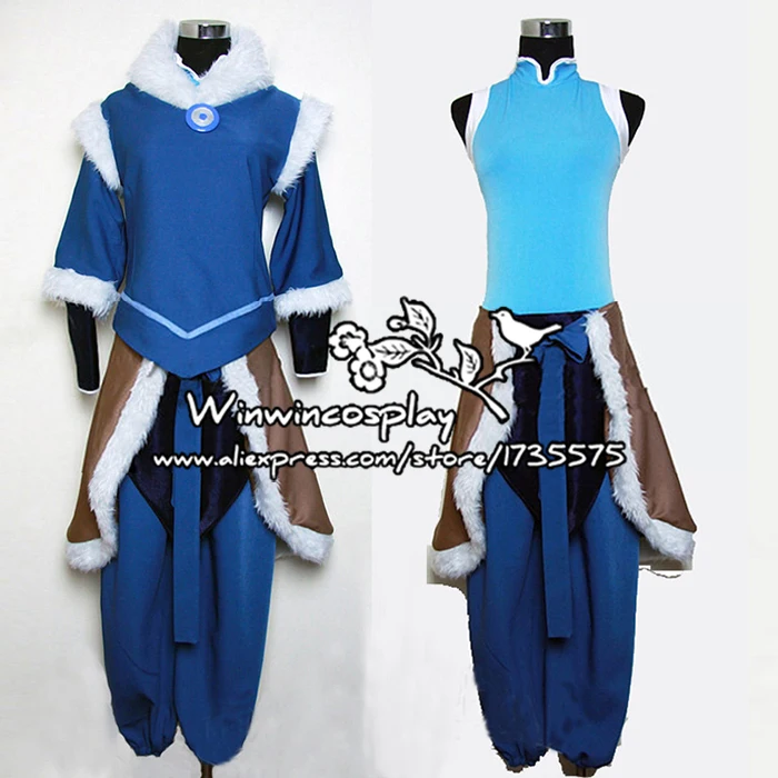 

Anime The Legend of Korra Blue Cosplay Uniform Set For Adult Women Comic Con Party Halloween Cosplay Costume Custom Made