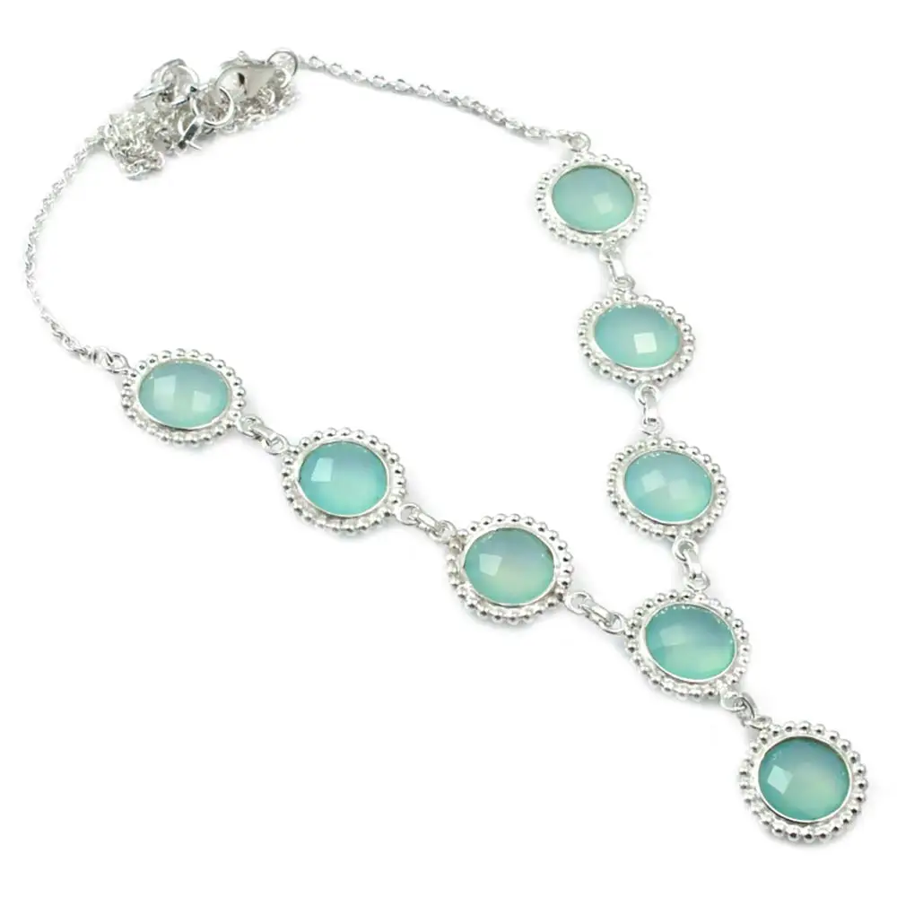 

Nature Chalcedony Necklace 925 Sterling Silver, 46.5 cm, 2SN0038
