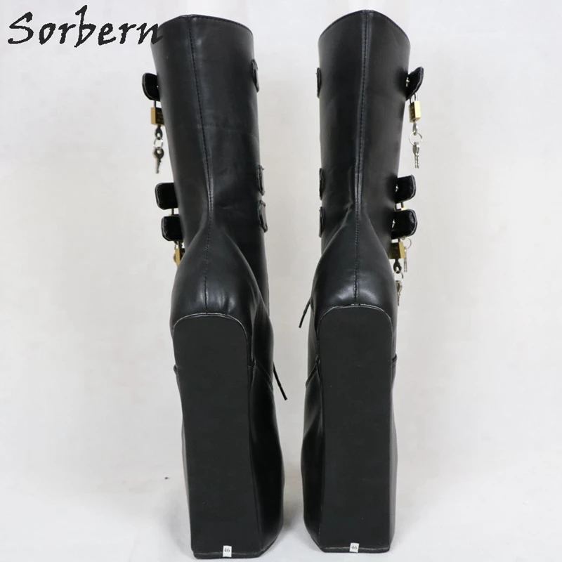 Sorbern/Сапоги до середины икры с замочком; Женская обувь в форме копыта; женские сапоги на толстом каблуке; обувь на очень высоком каблуке
