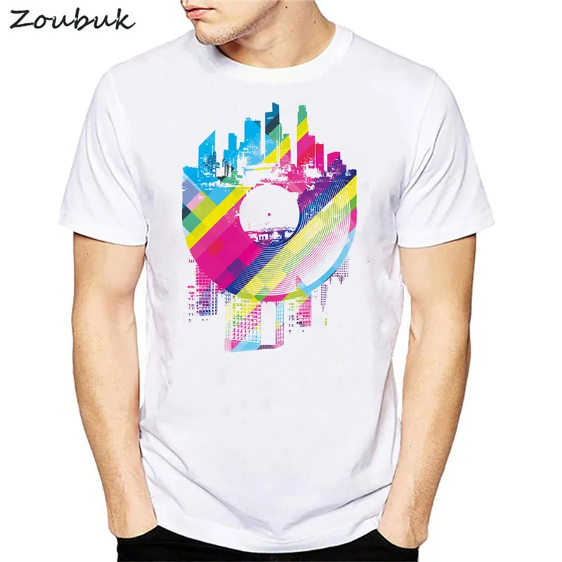 Novelty Urban Vinyl record design t shirt men women fashion music DJ ...