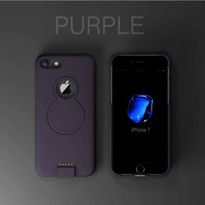 Расширенный телефон Батарея Мощность чехол для iPhone 8 Plus/7/6s/6 Plus Портативный Мощность Bank зарядное устройство для iPhone 8/7/6s Беспроводной Магнитный Батарея чехол - Цвет: Purpie For 7 8