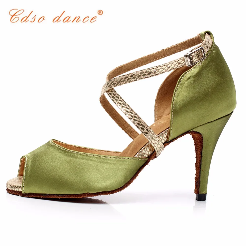 CDSO10161 и розничная туфли для сальсы женские атласные туфли для латинских/зеленых бальных танцев с ремешком на лодыжке