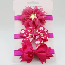 Модные корейские Детские аксессуары для волос милые цветы повязка на волосы для девочек упругий лук для волос повязка на голову 3 шт./компл