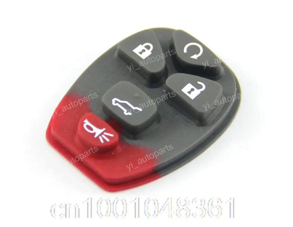 5 Buttons Rubber Pad Fit For GM GMC Buick Keyless Entry Fob Remote Key Shell Case 5Bin Key Case