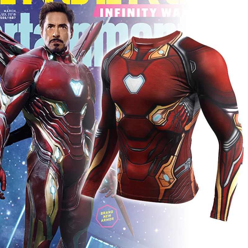 

Avengers: Endgame Costume Iron Man Tony Stark T-shirt Cosplay Costumes Top Men Tights Sports Love You Three Thousands Times