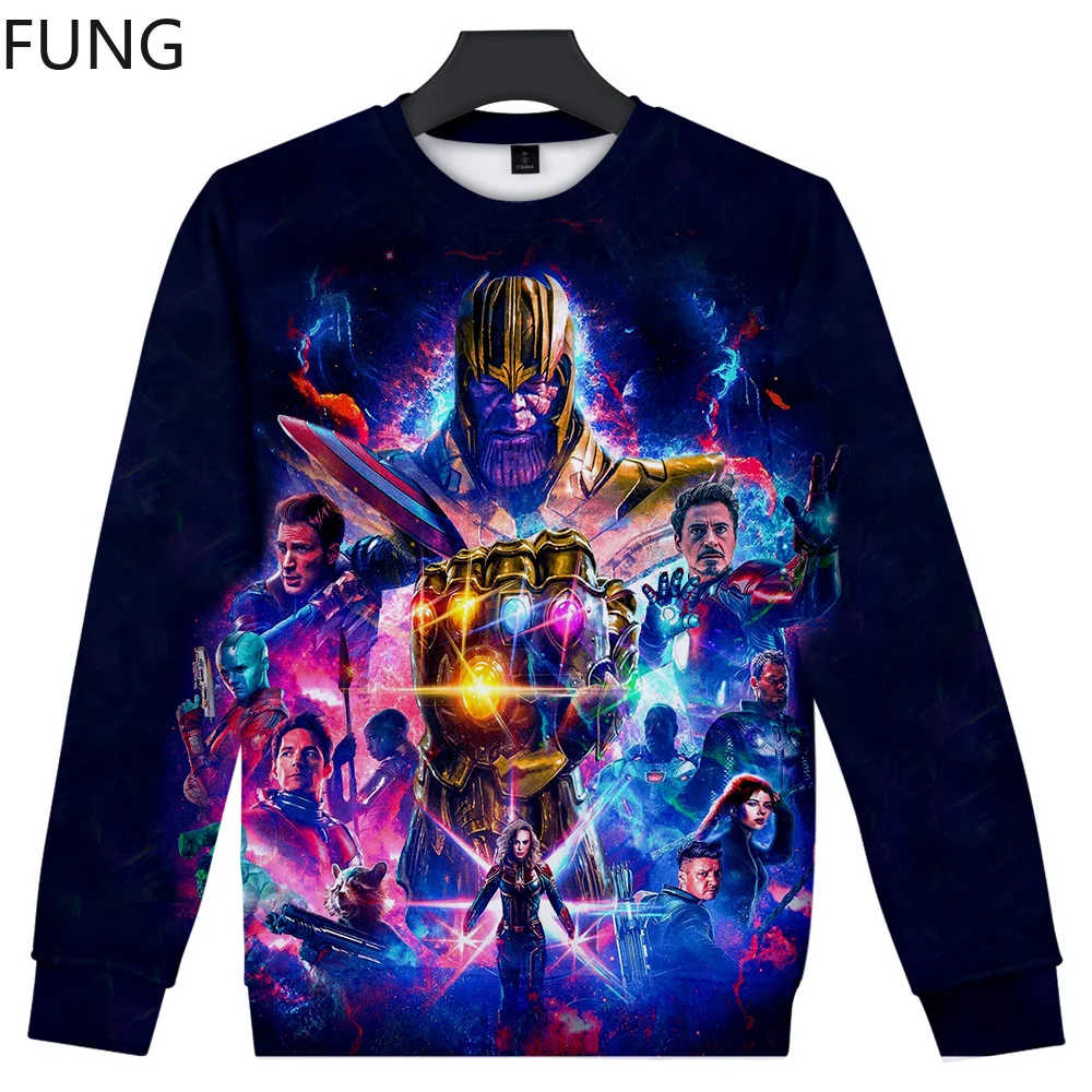 FUNG Avengers Endgame Sweatshirt Jacket Quantum Realm Cosplay Harajuku Streetwear Casual O-Neck Loose Sweatshirt Men/Women