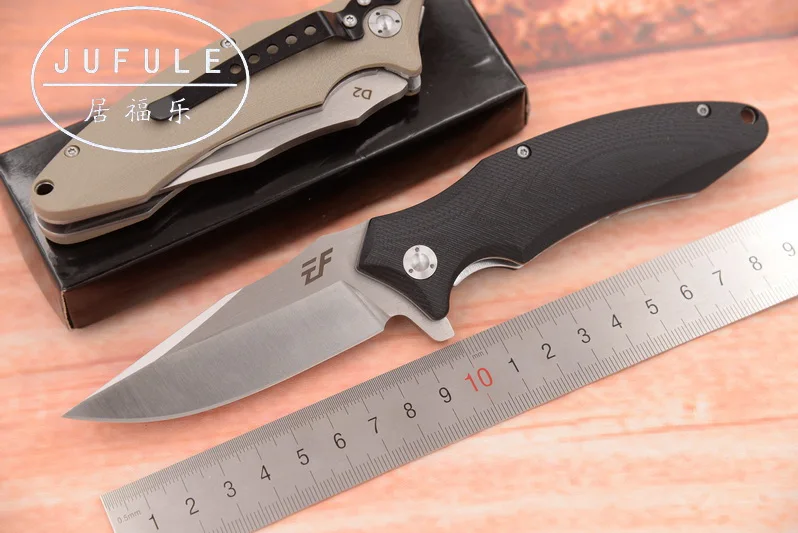 

JUFULE Made EF1806 ball Bearing G10 handle D2 blade flipper folding camping hunt outdoor survival pocket EDC tool kitchen knife