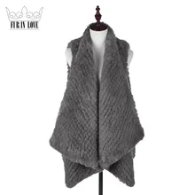 2016 Faux Rabbit Fur Knitted Vest Women Slim Fit Sleeveless Waistcoat Lady Solid Color Rabbit Pelts Vest