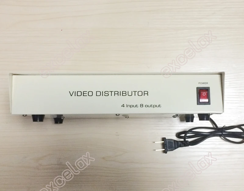 AC220V 4 In 8 Out Composite BNC Connector Video Distributor 4-8CH Video Splitter Signal Gain Amplifier for CCTV System