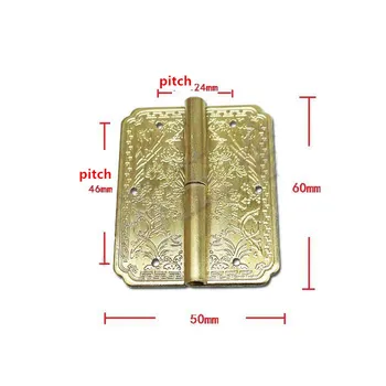 

Wholesale Yellow Color Brass Cabinet Door Luggage Hinge,6 Holes Decor,Furniture Decoration,Antique Vintage Style,Pattern Carved