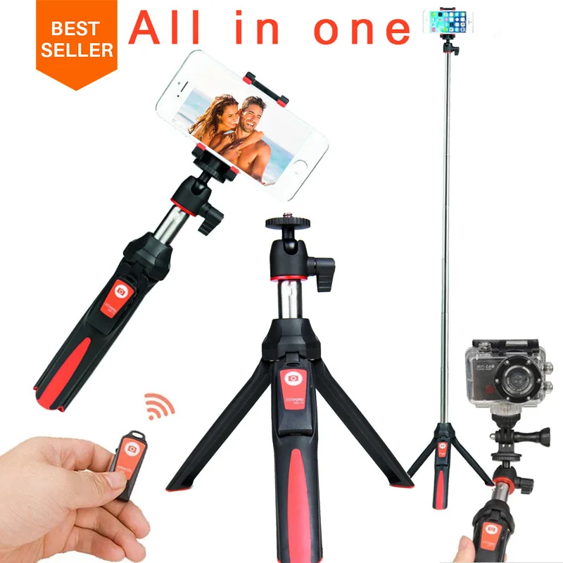 Baratos BENRO Ulanzi MK10 Soporte 4 en 1 Extensible Autofoto Palillo de Trípode monopie Bluetooth Remoto Del Teléfono Monte para el iphone X 8 Android Gopro