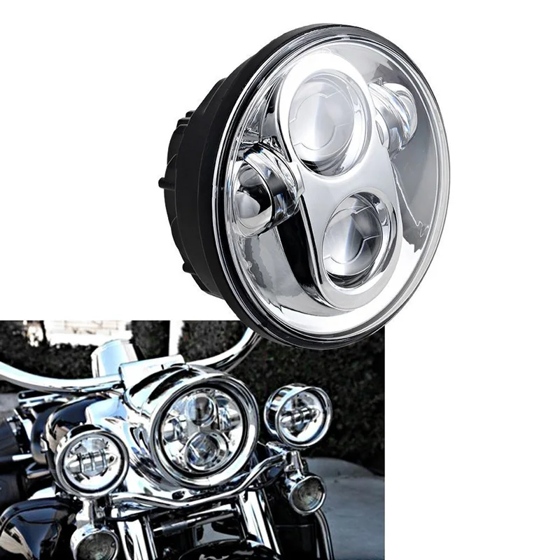 

Motorcycle headlight Led Headlights 5-3/4 5.75 Inch 45W Daymaker Projector With Angel Eye For indian scout Harley Davidson Dyna