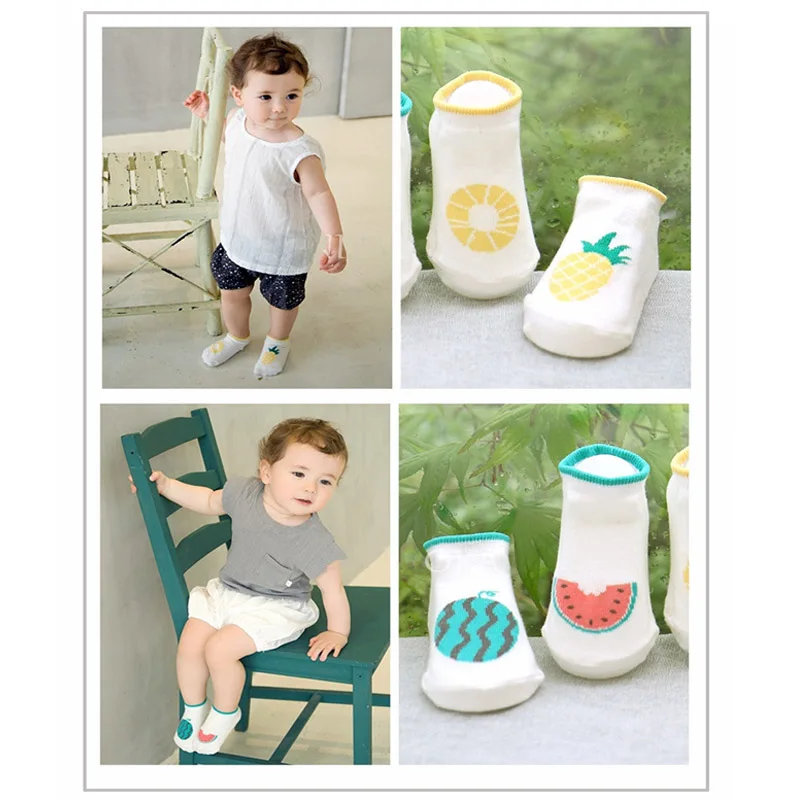 Хлопковые носки для новорожденных; носки-тапочки для мальчиков и девочек с милыми рисунками животных; детские носки для малышей; нескользящие носки для малышей