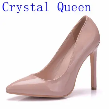 

Crystal Queen Women Pumps High Heels Shoes 12cm Black Stiletto Pointed Toe Woman Shoes Sexy Party Shoes Nude Heels for Women