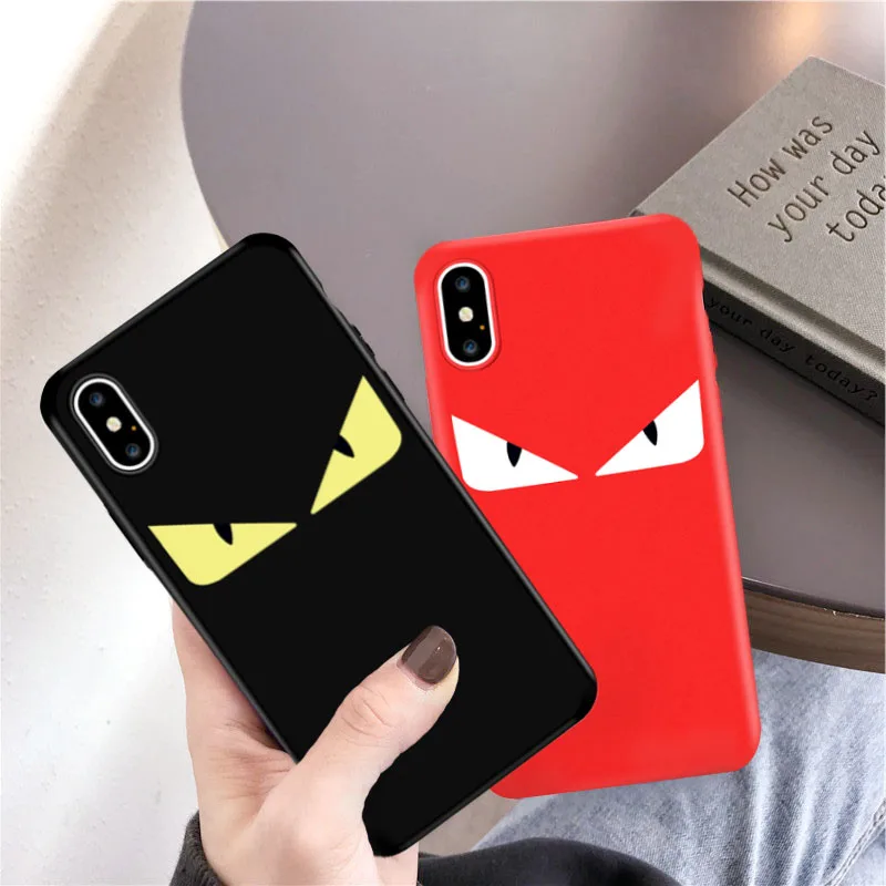 

GYKZ Cute Eyes Demons Soft Phone Case For iPhone XS MAX XR X 7 6 6s 8 Plus Fashion Brand Back Cover For iPhone X 10 Matte Coque