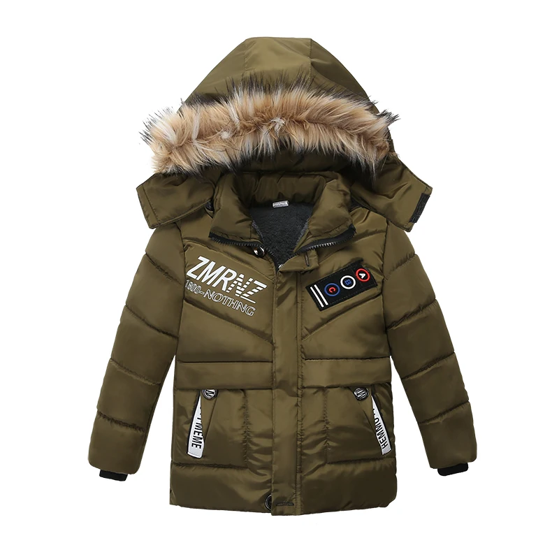 

2019 winter warm children's clothing coat / boy fashion letter jacket / 2-5 years old baby kids casual hooded cotton coat