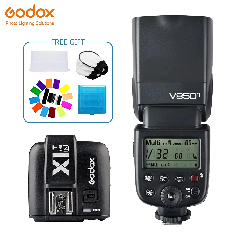 

Godox V850II Speedlite lithium battery flash Wireless 2.4G GN60+X1T-N Transmitter Wireless Flash Trigge for nikon Camera D800 d7
